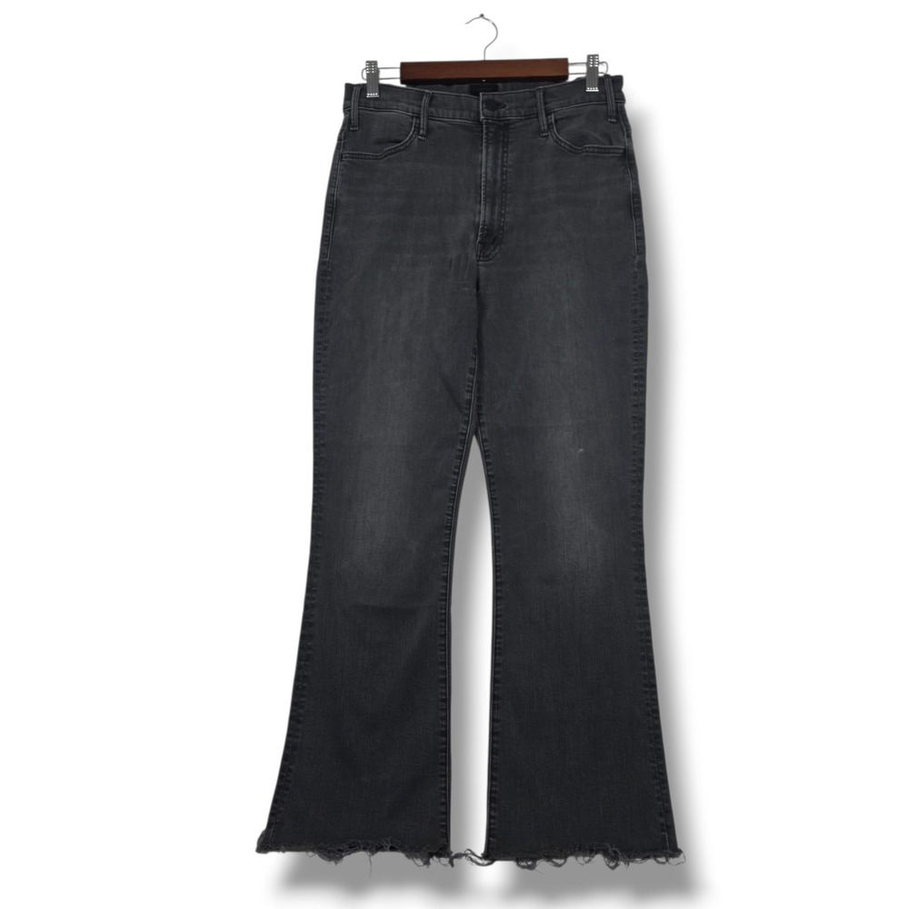 Mother The Hustler‎ Ankle Fray Jeans 30 Lighting Lanterns Black Gray High Rise